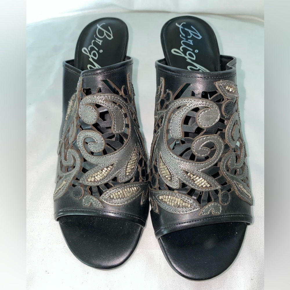 Brighton women’s heeled beaded mules size 8.5